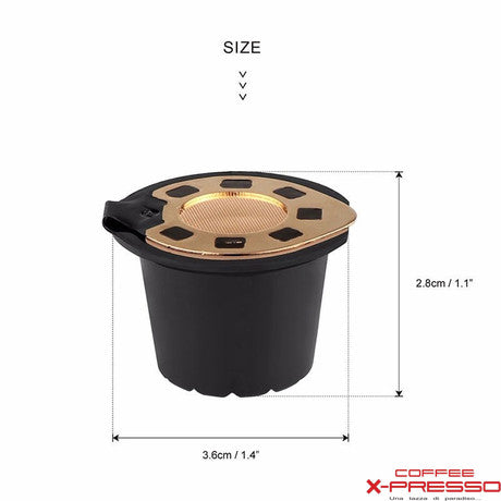 Gold refillable coffee capsule set with measuring spoon and cleaning brush for Nespresso machines — view 8