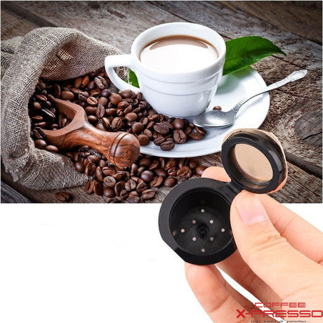 Gold refillable coffee capsule set with measuring spoon and cleaning brush for Nespresso machines — view 9