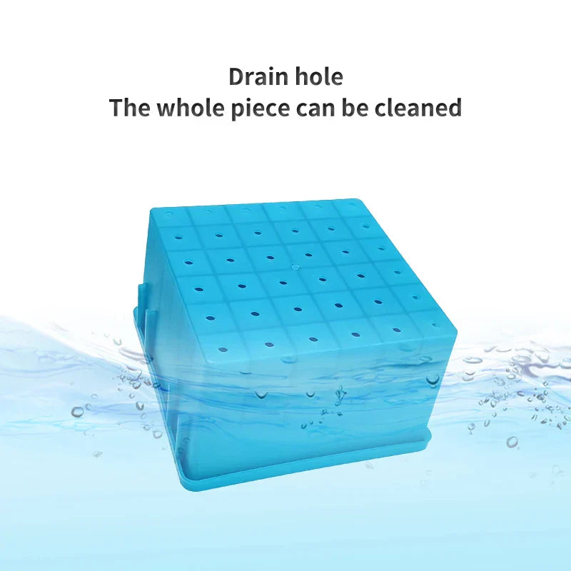 Luminous blue plastic fishing tackle box featuring 36 storage grids for organizing lures and bait — view 5