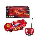 Red Lightning McQueen remote control toy car with black tires and remote controller