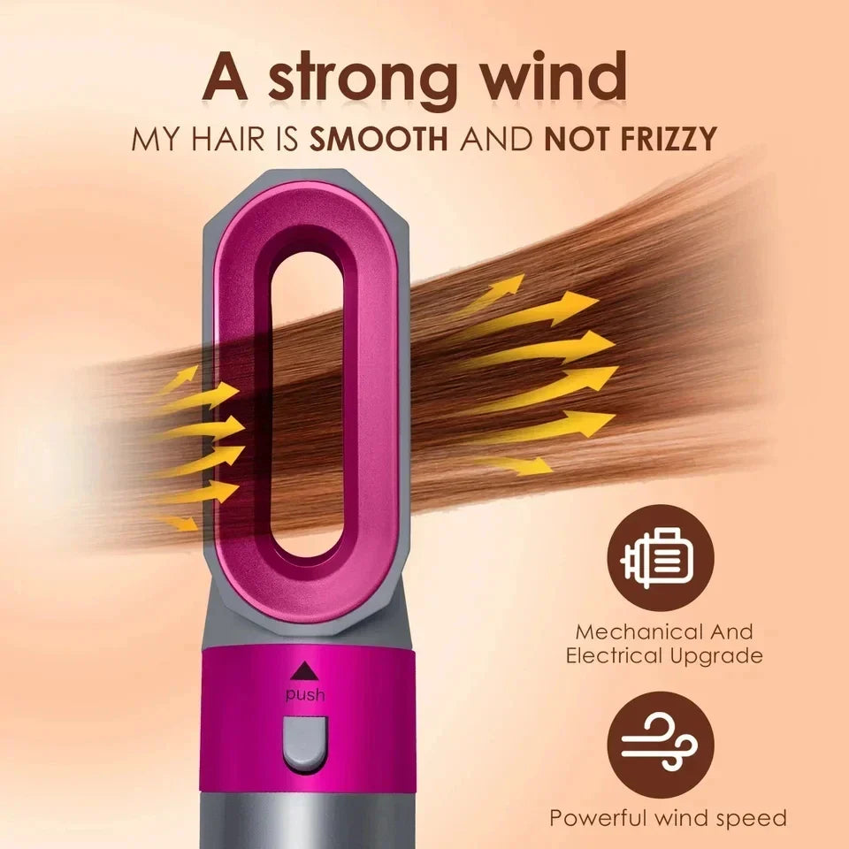5-in-1 multi hair styler set with interchangeable brush heads and curling barrels — view 4