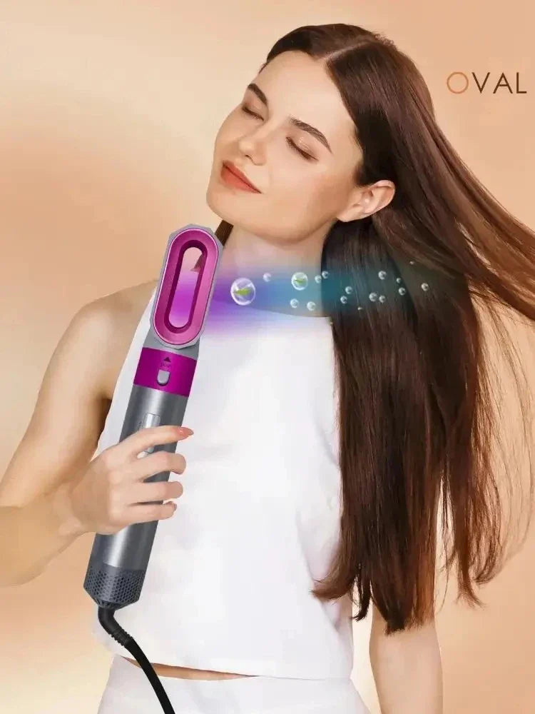 5-in-1 multi hair styler set with interchangeable brush heads and curling barrels — view 5