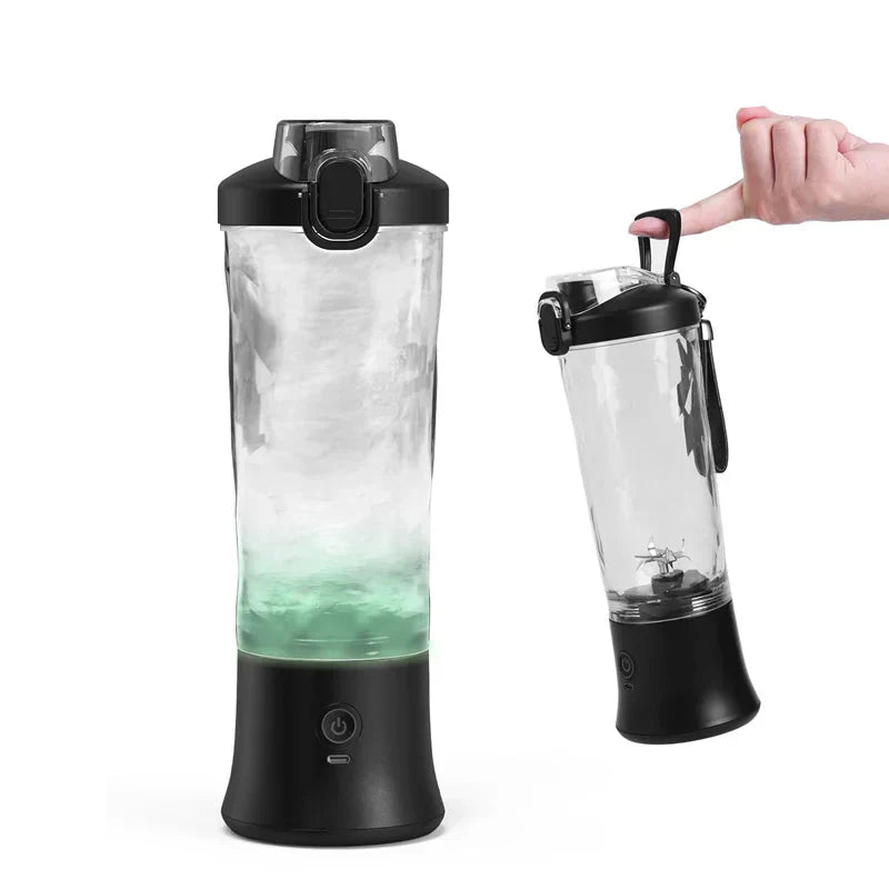 Portable 600ml USB rechargeable mini blender with stainless steel blades and sleek food-grade ABS housing
