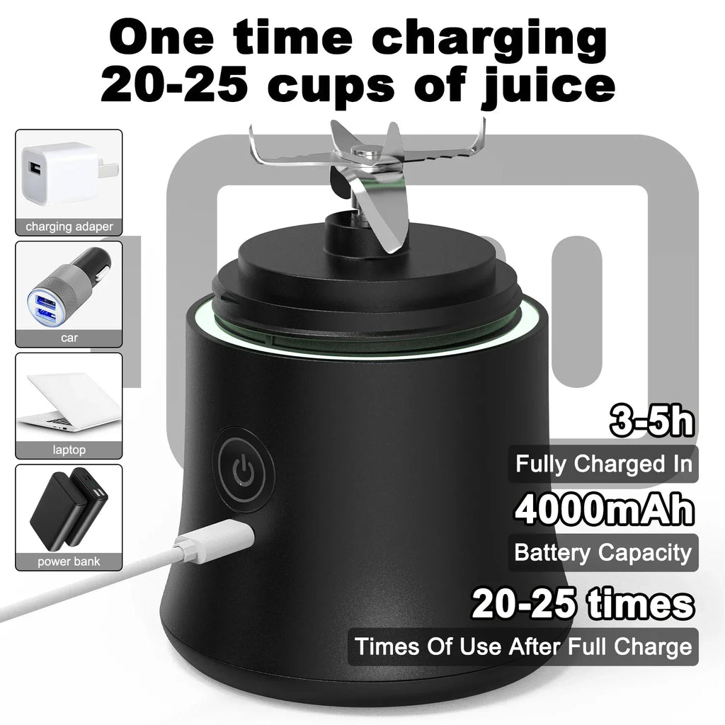 Portable 600ml USB rechargeable mini blender with stainless steel blades and sleek food-grade ABS housing — view 5