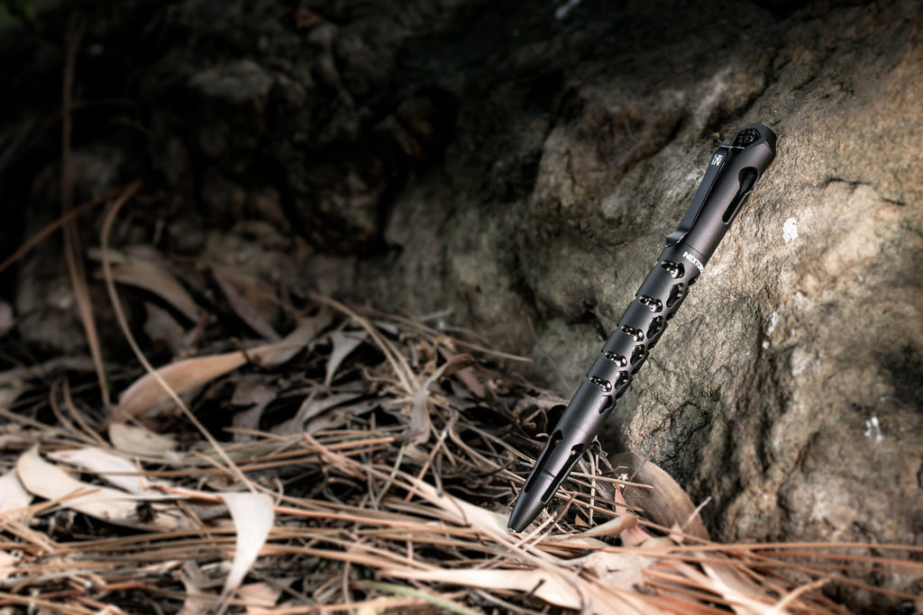 Black Nextorch NP20 tactical pen with skeletonized aluminum body and tungsten glass breaking tip — view 5