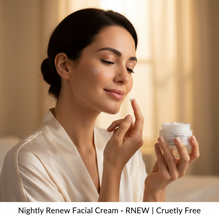 Nightly Renew Facial Cream – RNEW | Anti-Aging Night Moisturizer with Glycolic Acid, Retinoids & Antioxidants | Cruelty-Free Skincare