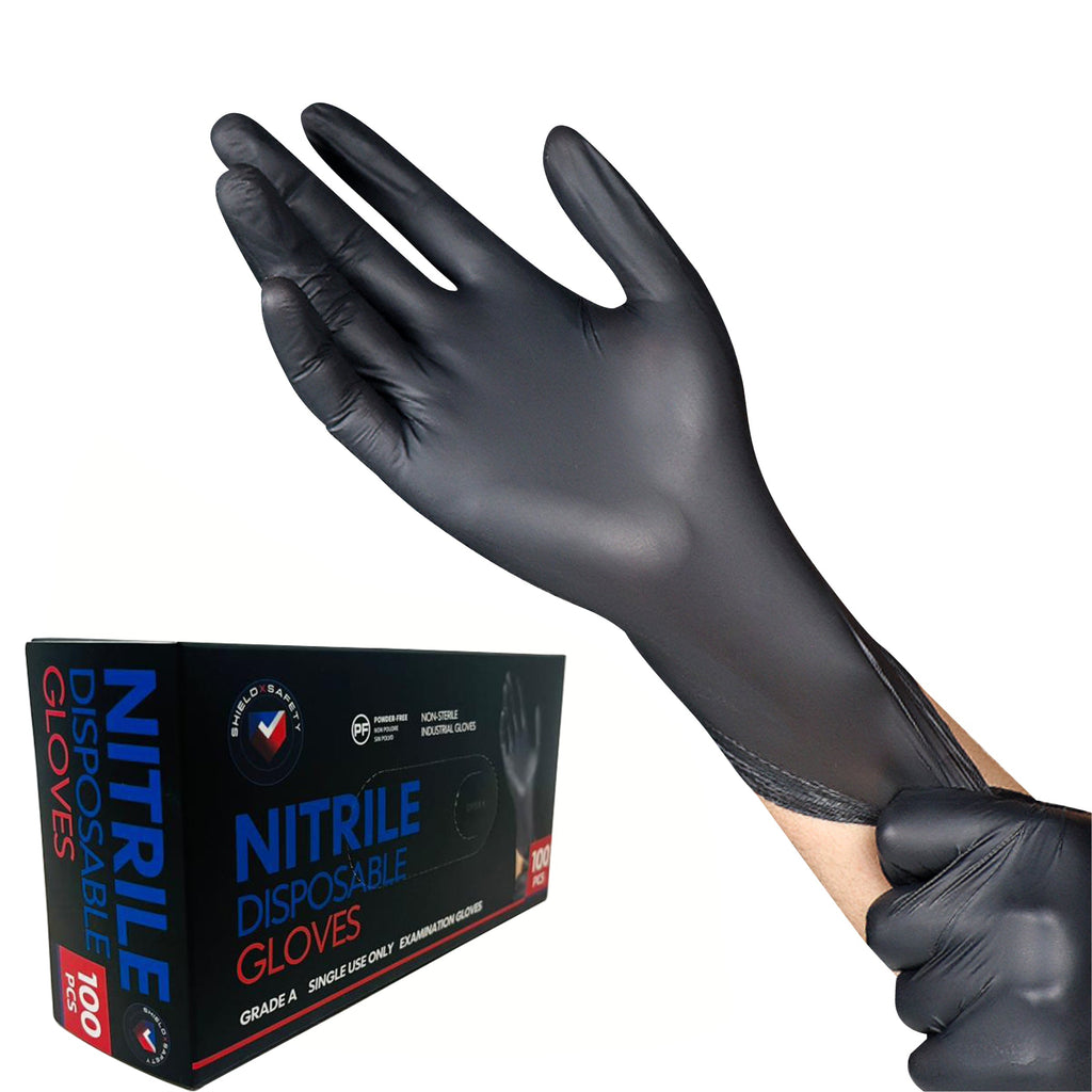 Black Nitrile Disposable Gloves – Powder Free, Latex Free, Heavy Duty Industrial & Food Safe Gloves 1000 PCs-3