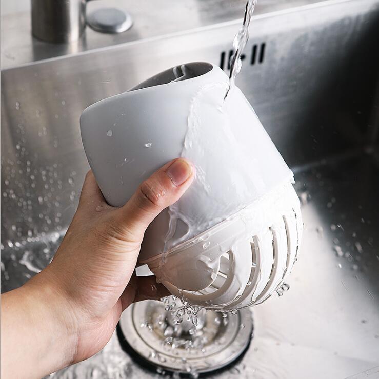 Nordic self-draining utensil holder made of diatom mud and plastic for modern kitchen countertops — view 4