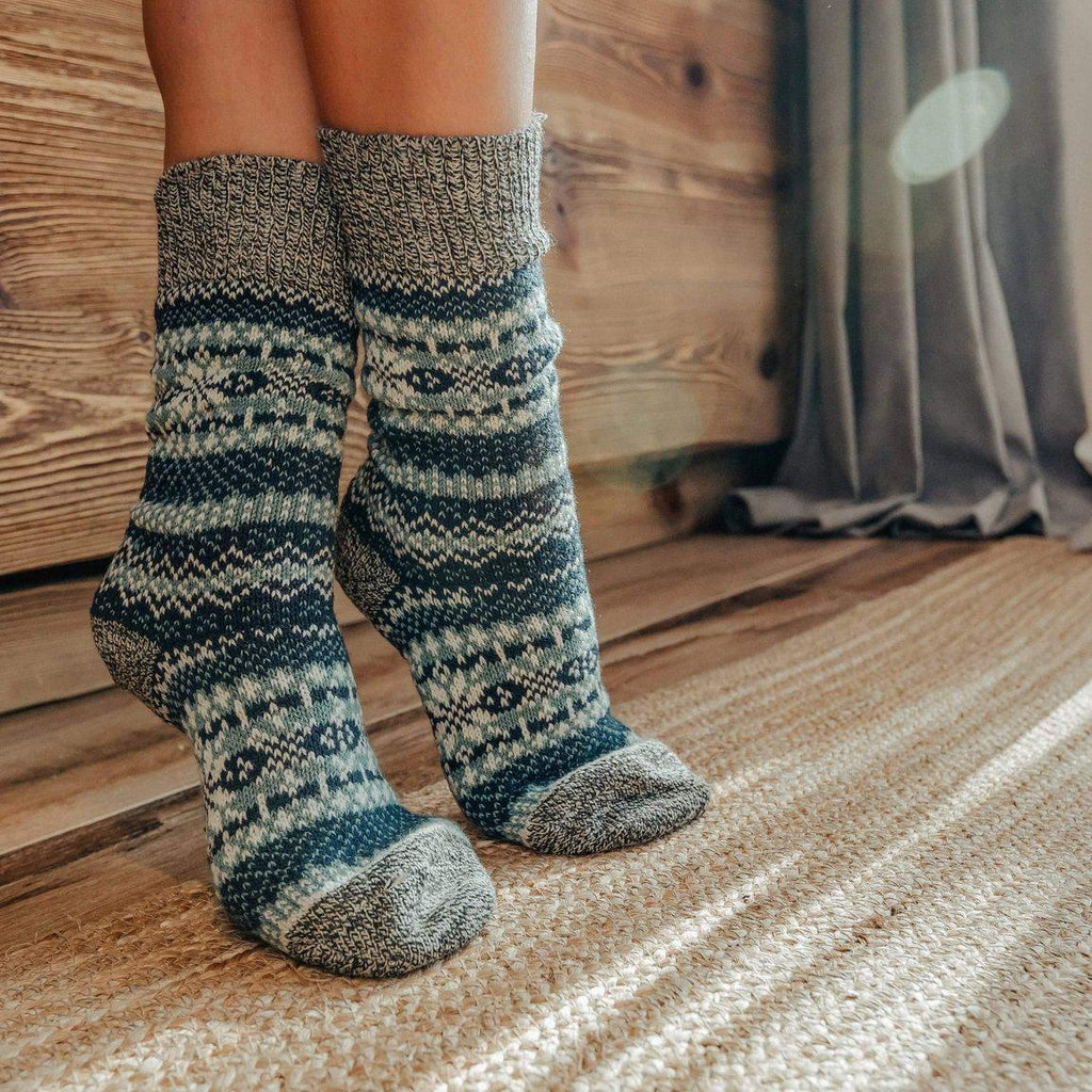 Asenka Teal Cozy Socks-1