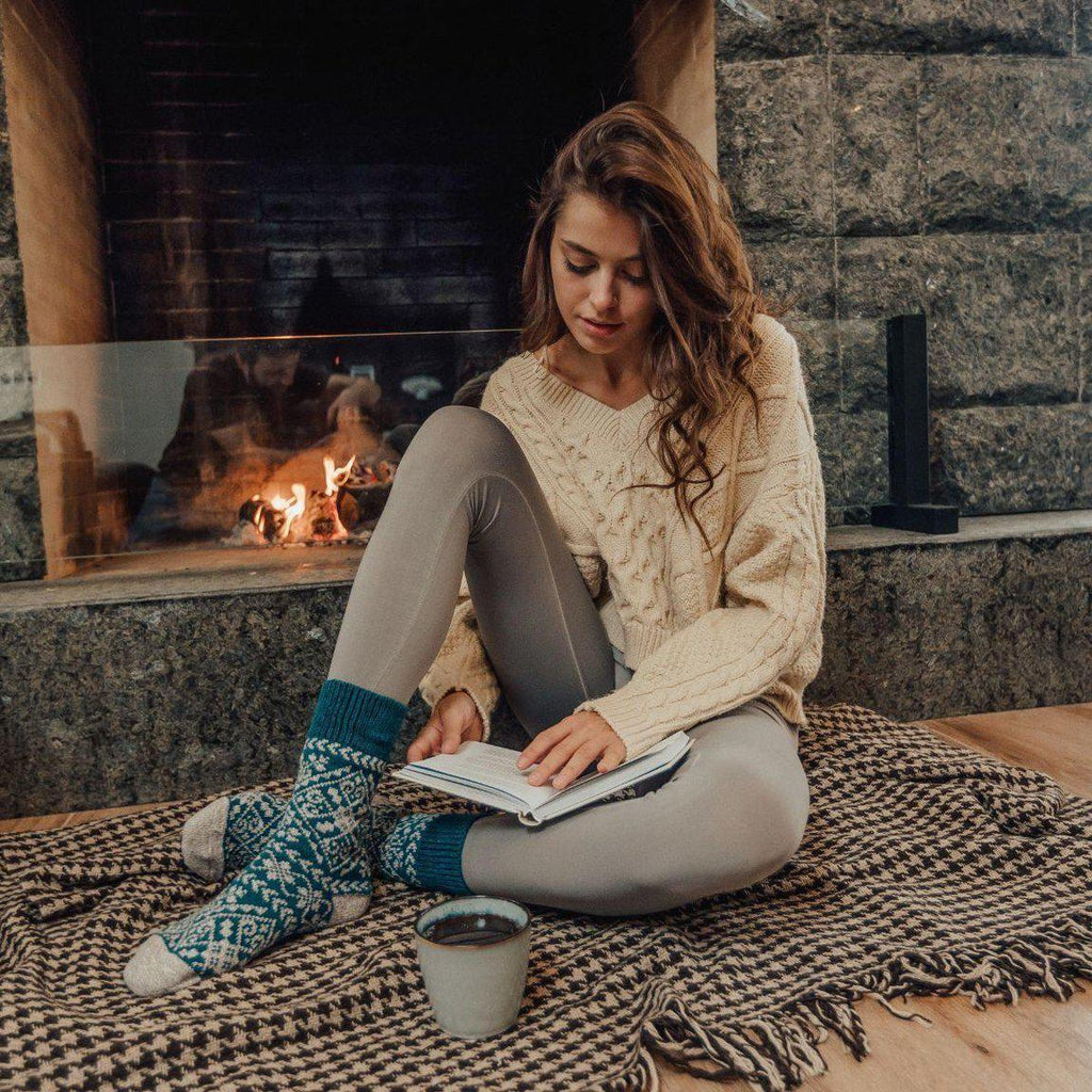 Zelta Teal Cozy Socks-1