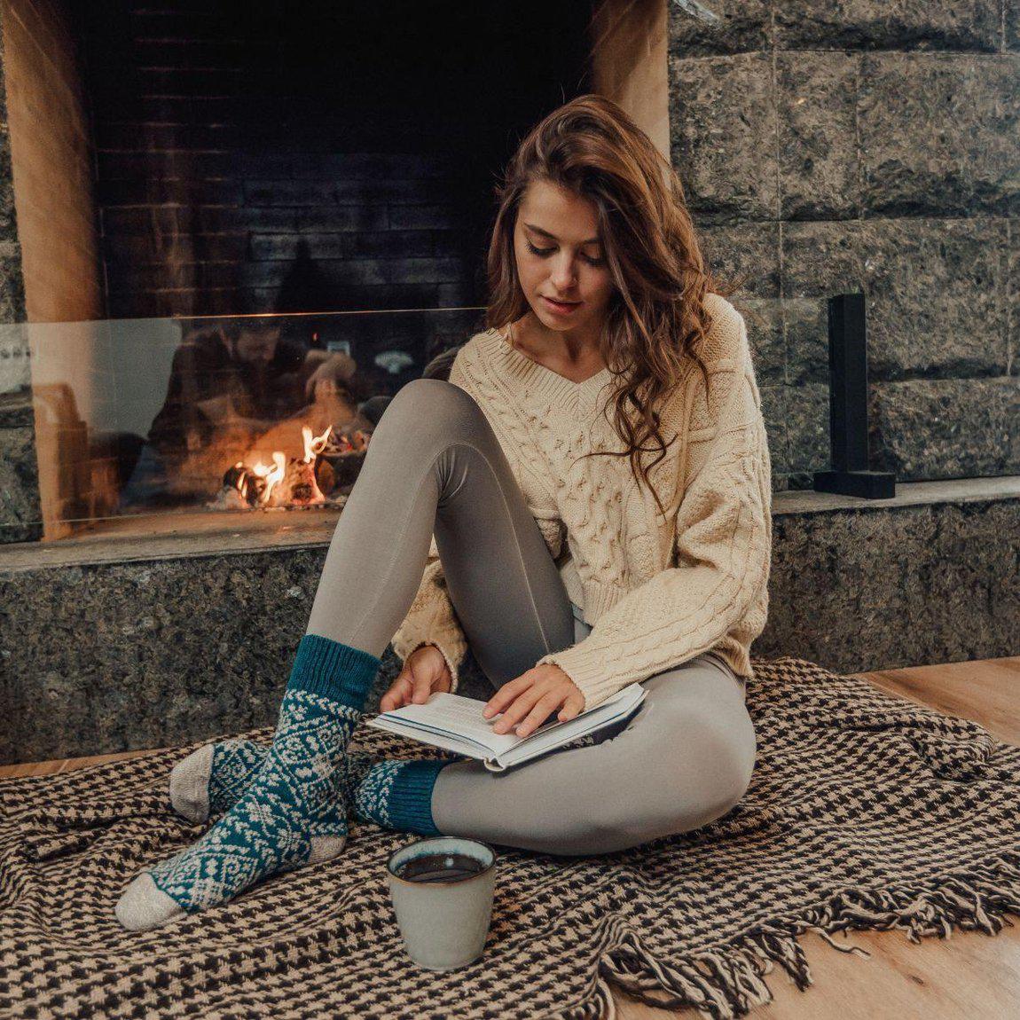 Zelta Teal Cozy Socks-1