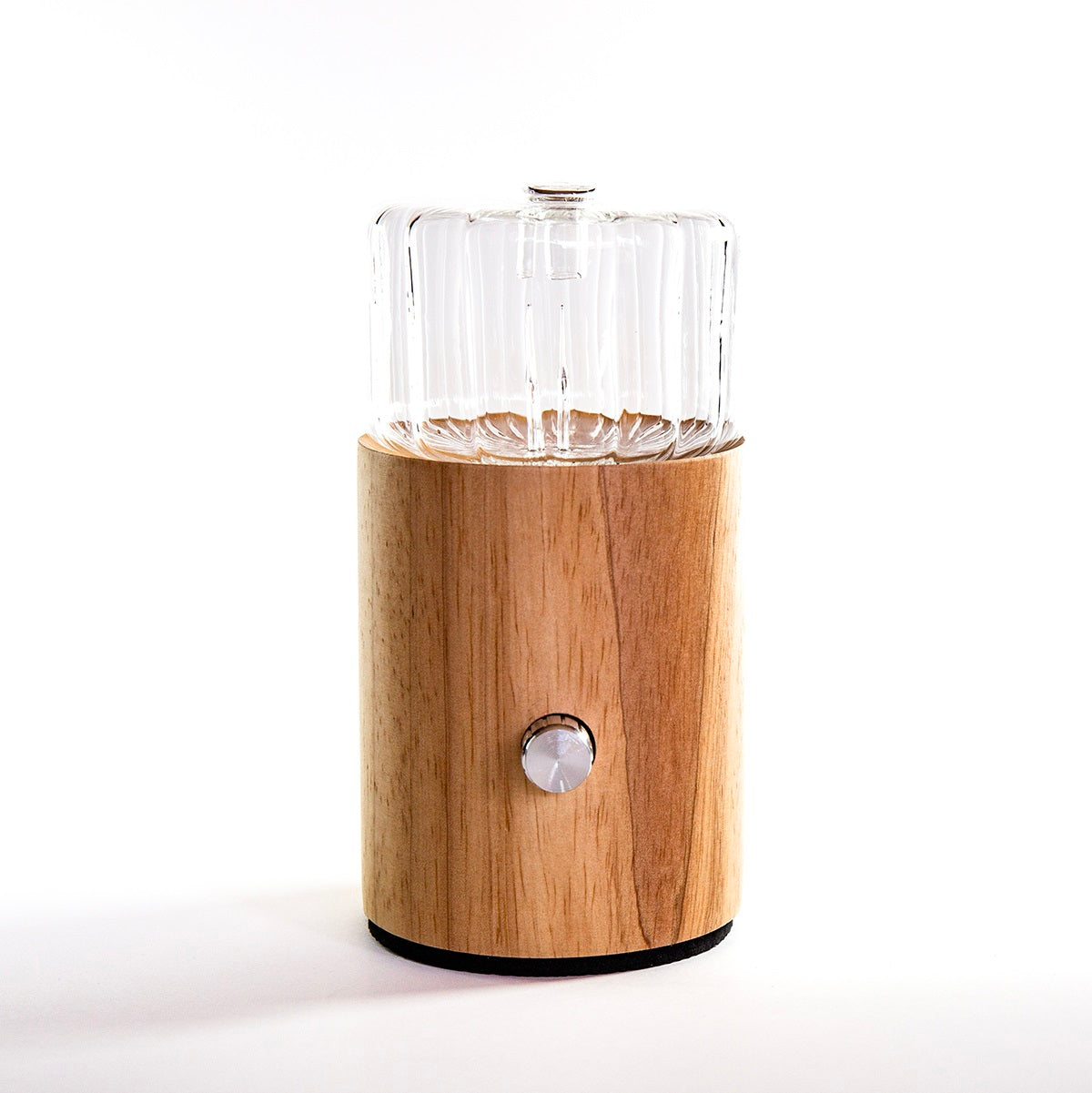 NOVA Ezy waterless essential oil diffuser with hand blown glass reservoir and natural blonde wood base — view 2