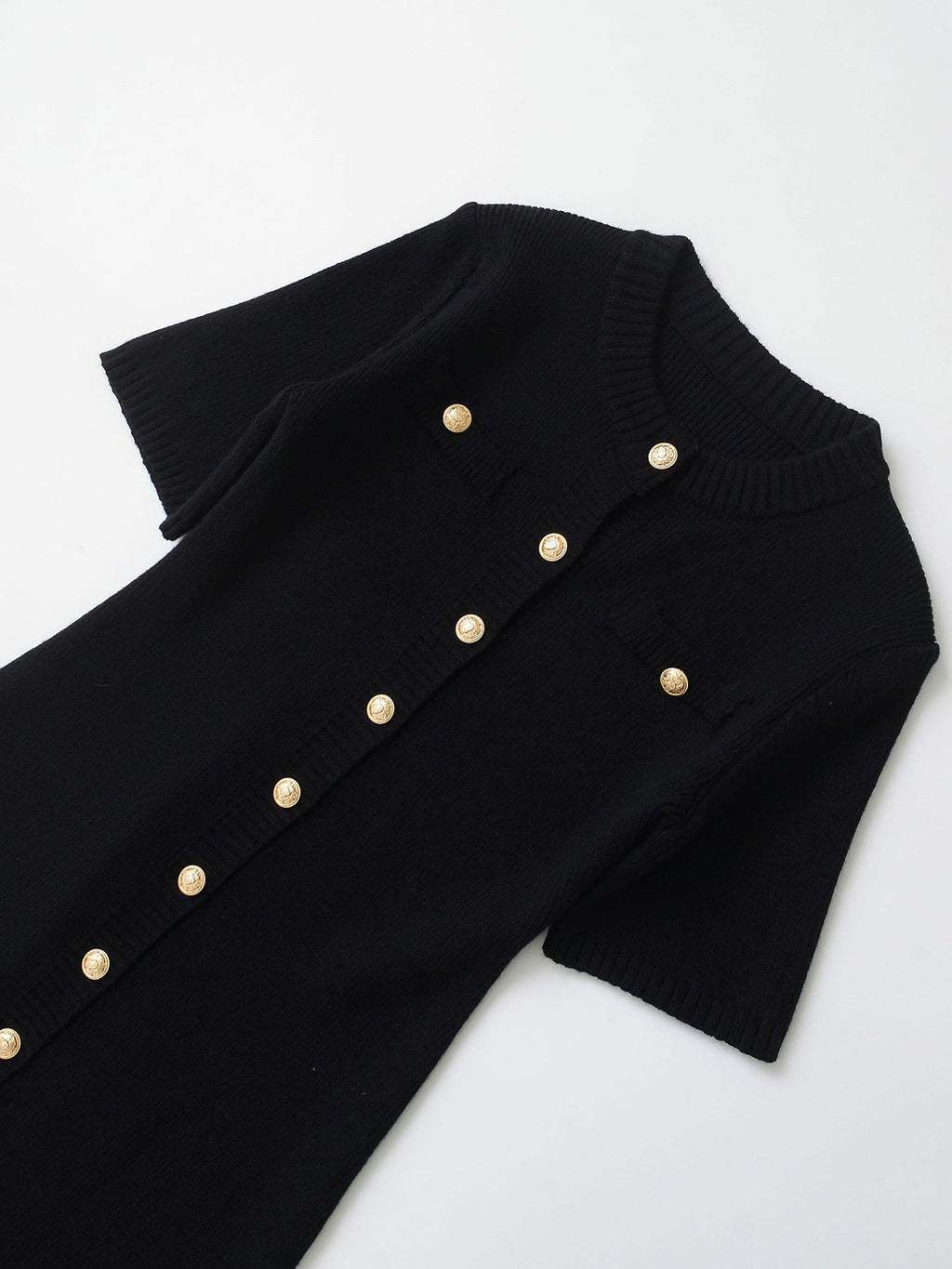 Classic European style women's woolen dress featuring elegant front button decorations and a tailored silhouette — view 5