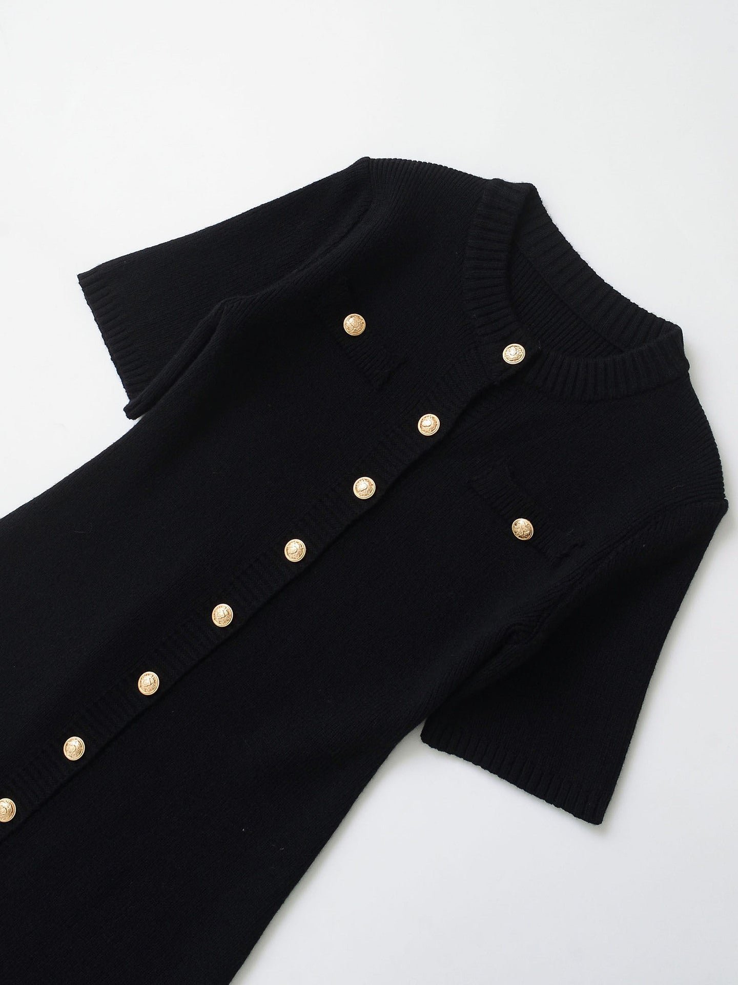 Classic European style women's woolen dress featuring elegant front button decorations and a tailored silhouette — view 5