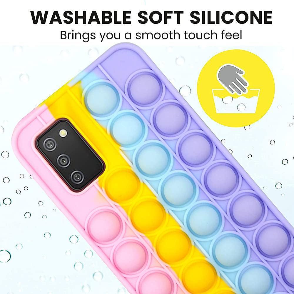 Rainbow pop fidget silicone phone case with sensory push bubbles for Apple iPhone models — view 5