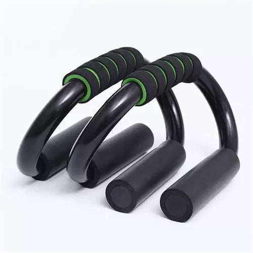 Black ergonomic push-up stands and adjustable sports skipping rope with comfortable foam grips — view 2