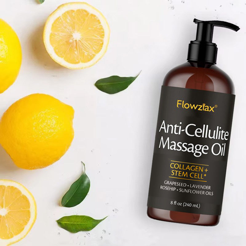 Bottle of fragranced body massage essential oil for anti-cellulite firming and deep hydration — view 4