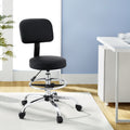 Black PU leather Artiss ergonomic drafting office chair with chrome base and castor wheels