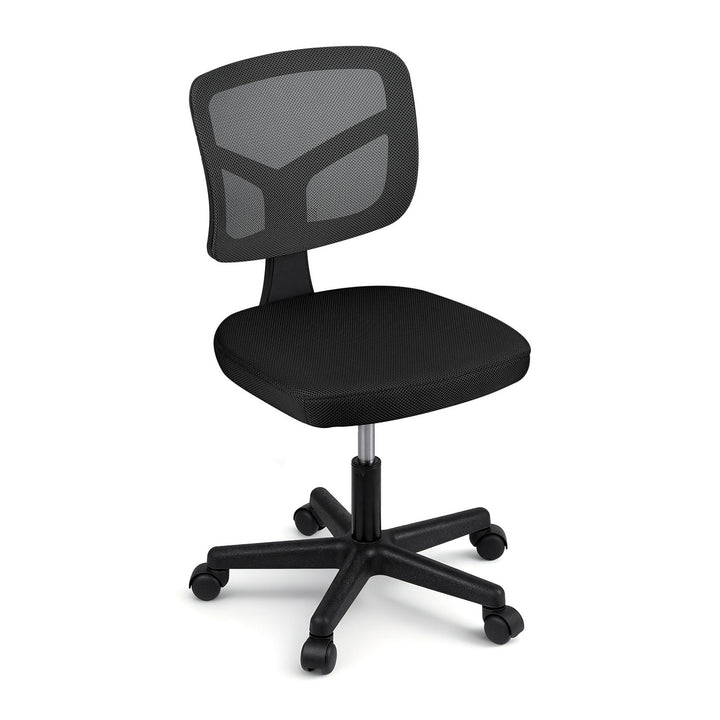 Artiss Armless Office Chair with Wheels, Ergonomic 360¬¨¬®¬¨¬Æ‚Äö√Ñ√∂‚àö‚Ä†‚àö¬™ Swivel Home Office Desk Chair, Height Adjustable Computer Task Chair with Fabric Back and Seat for Small Space, Black