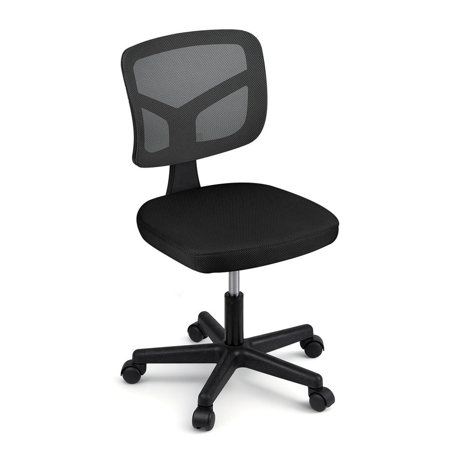 Artiss Armless Office Chair with Wheels, Ergonomic 360¬¨¬®¬¨¬Æ‚Äö√Ñ√∂‚àö‚Ä†‚àö¬™ Swivel Home Office Desk Chair, Height Adjustable Computer Task Chair with Fabric Back and Seat for Small Space, Black