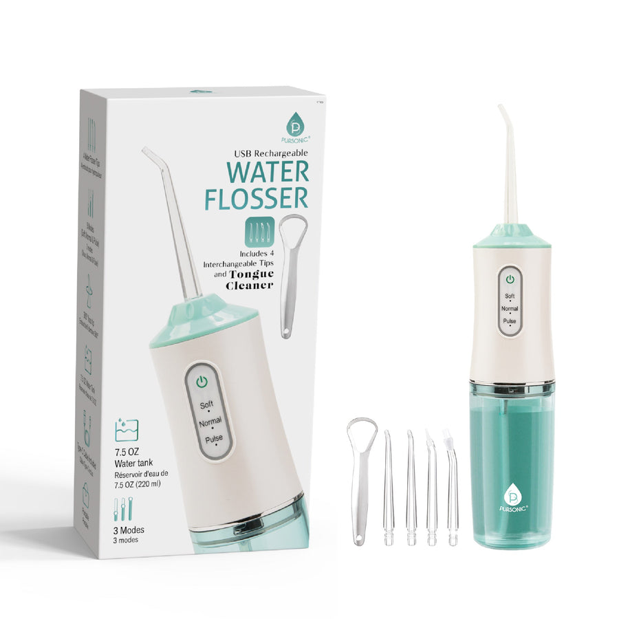 USB Rechargeable Water Flosser – Portable Oral Irrigator with 4 Interchangeable Tips, Tongue Cleaner, 3 Cleaning Modes & Type-C Charging