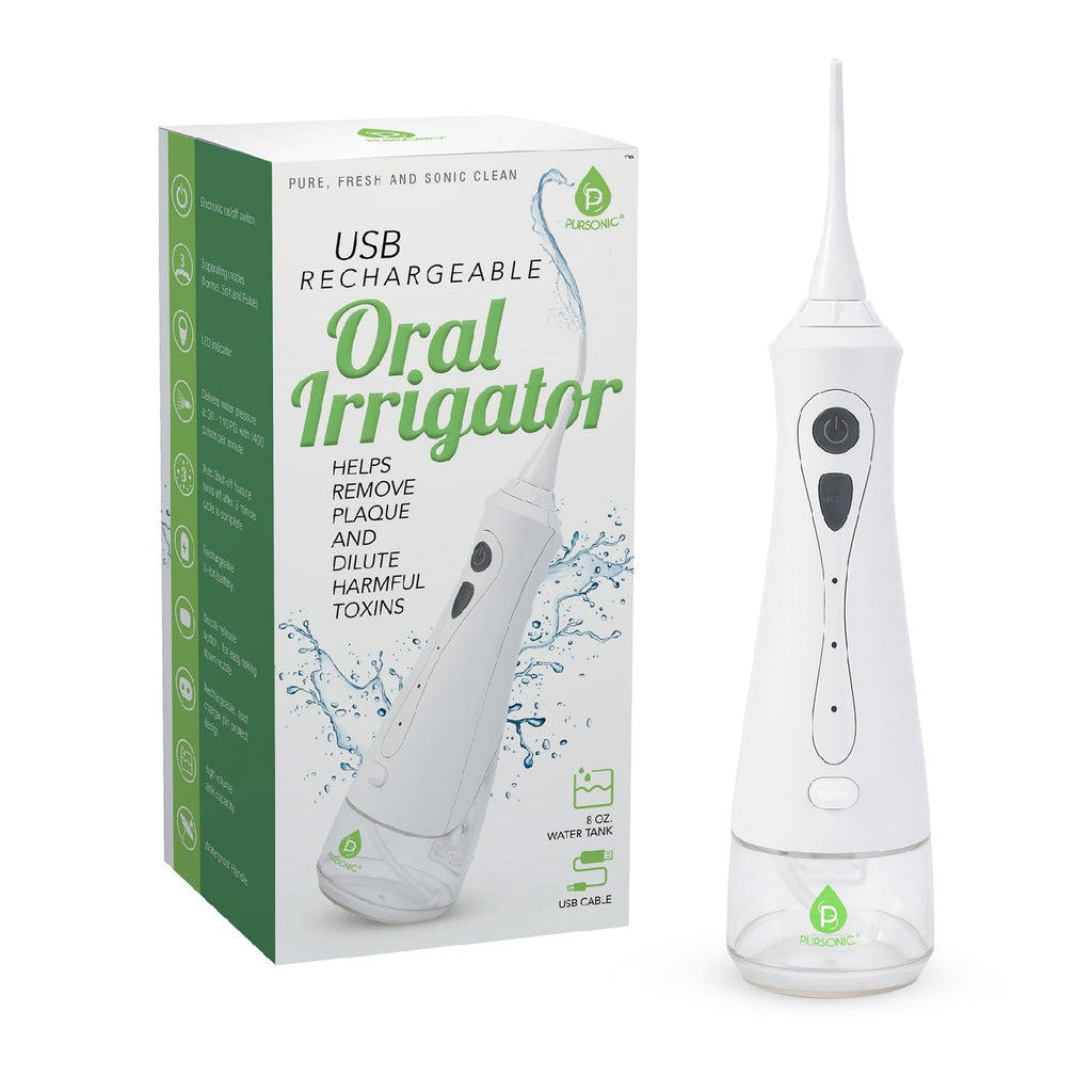 Portable USB rechargeable oral irrigator with ergonomic handle and rotating nozzle for deep teeth cleaning — view 3