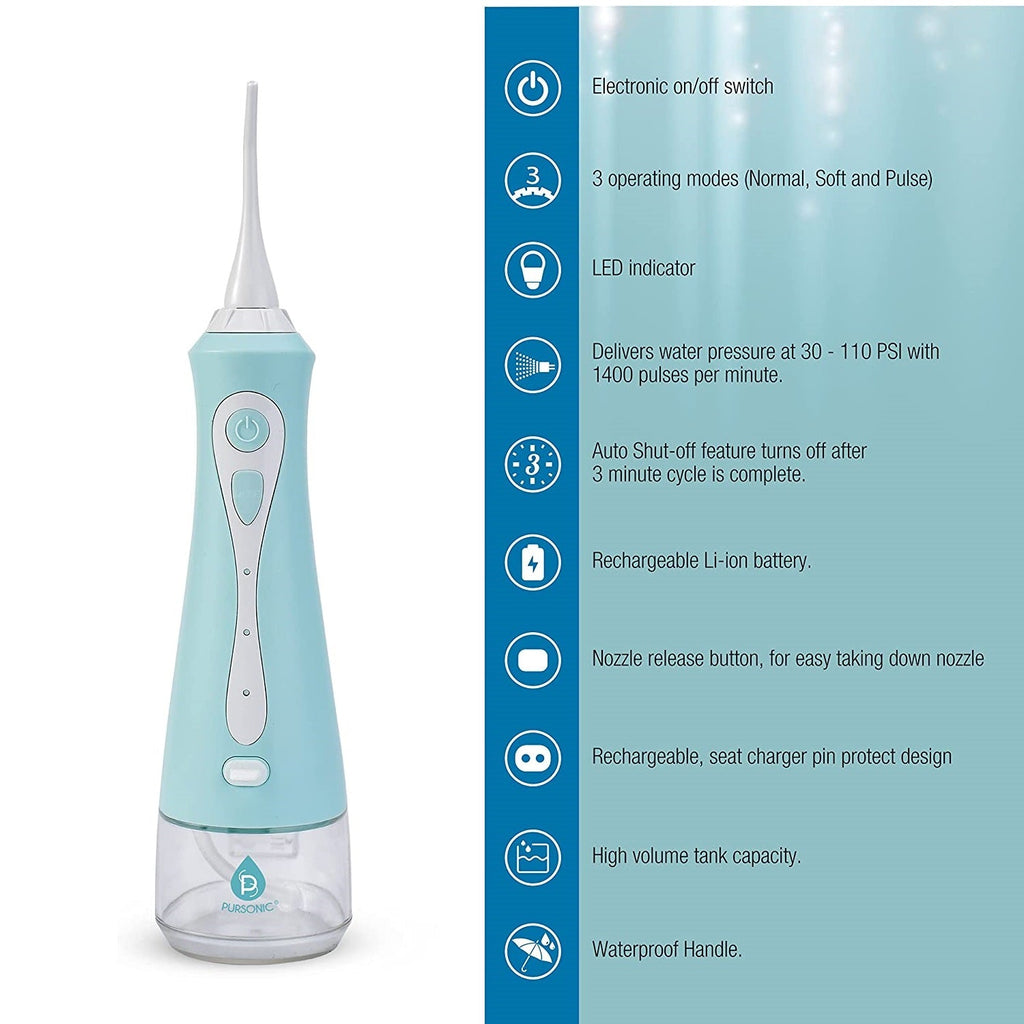 Portable USB rechargeable oral irrigator with ergonomic handle and rotating nozzle for deep teeth cleaning — view 5