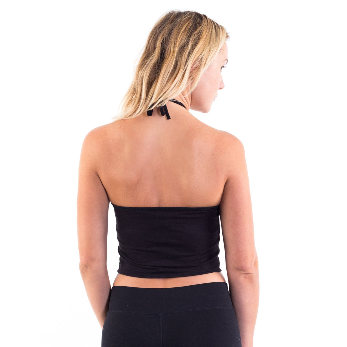 6026 - Women's Cropped Neck-Tie Halter Top-2