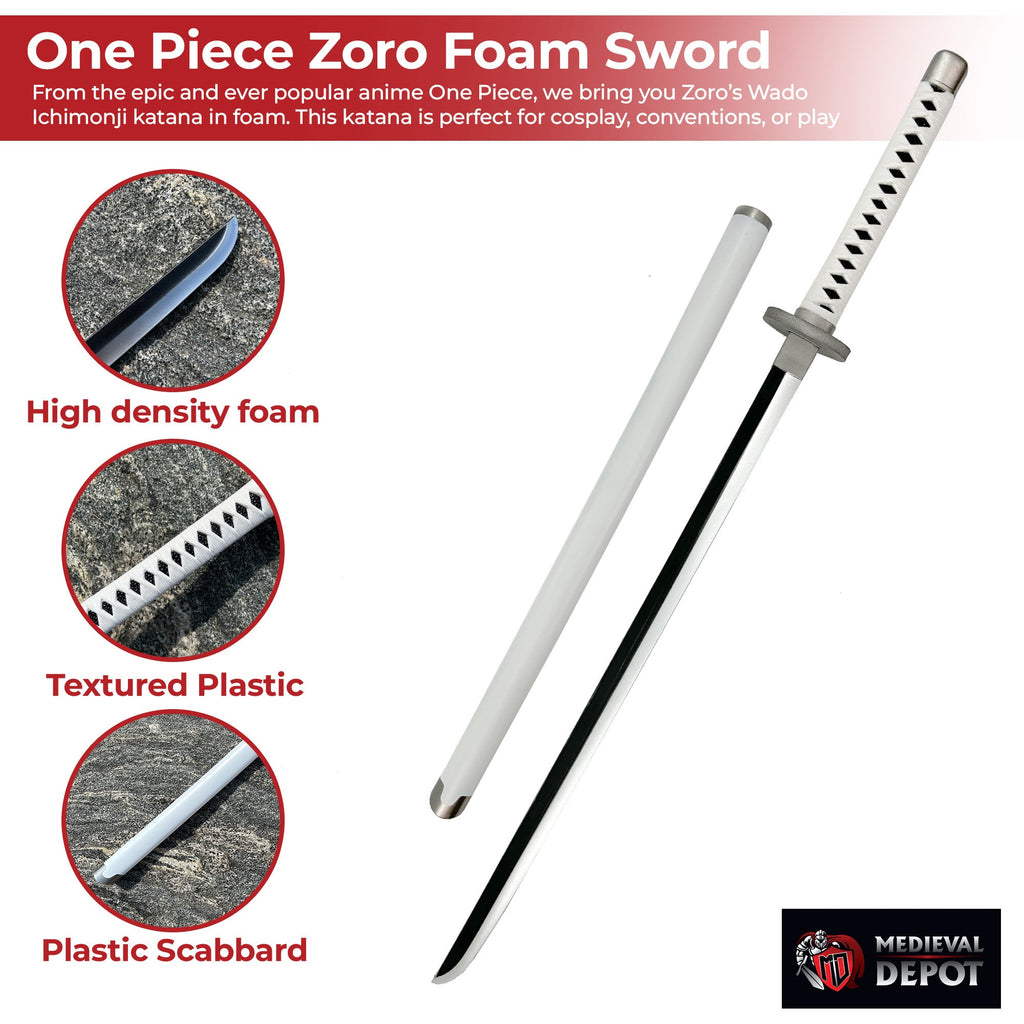 One Piece Zoro Wado Ichimonji Katana Foam Sword With Scabbard-2