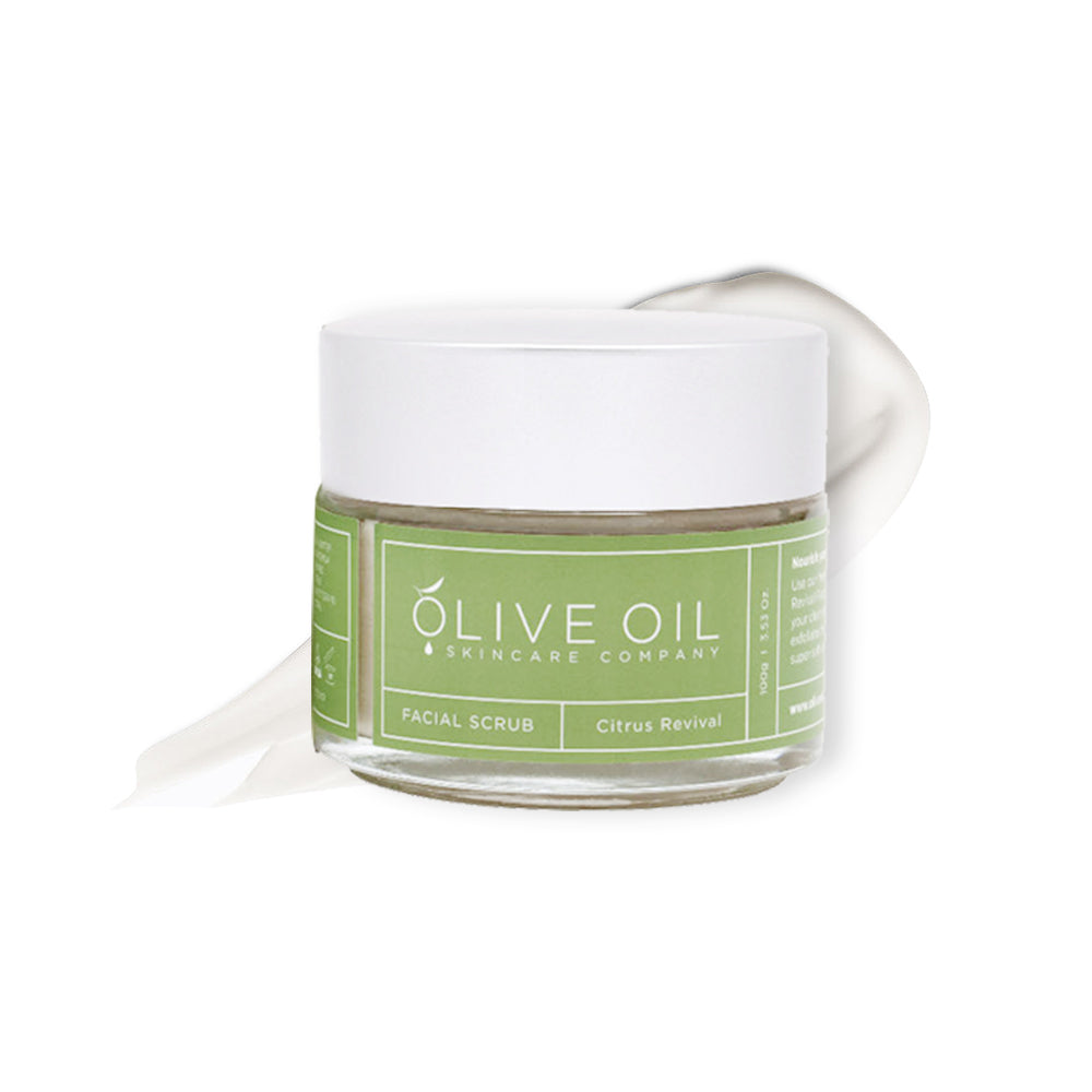 All-natural face care bundle featuring botanical facial scrub and 40ml olive oil moisturiser tubes — view 2
