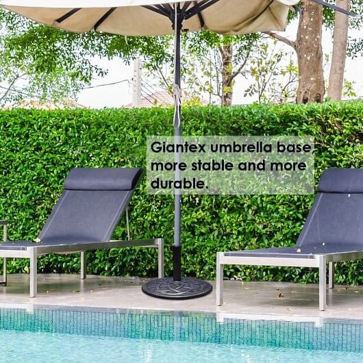 22 inch heavy duty round umbrella base stand in bronze finish with decorative pattern — view 6