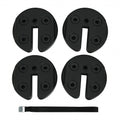 Black set of 4 canopy weights with carrying strap for outdoor umbrellas and trade show tents