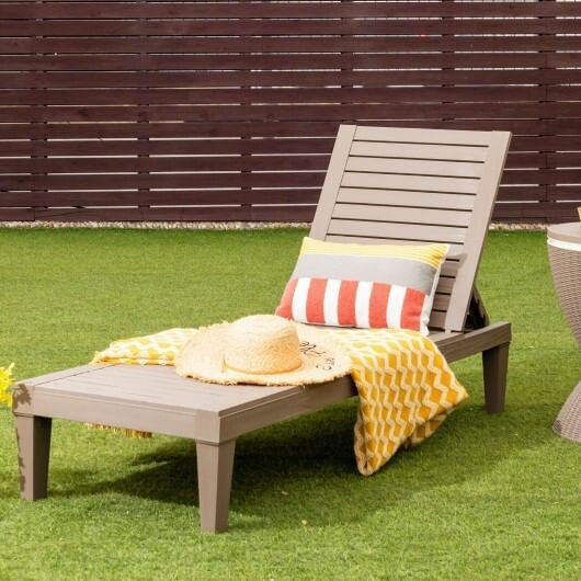 Black outdoor recliner chair with five position adjustable backrest and reinforced legs for patio lounging — view 6