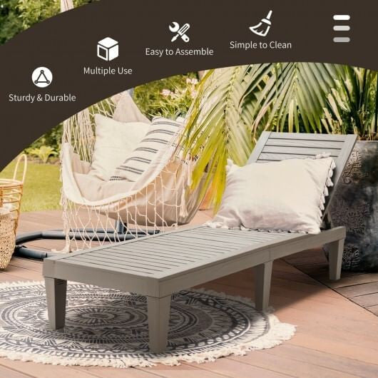 Black outdoor recliner chair with five position adjustable backrest and reinforced legs for patio lounging — view 7