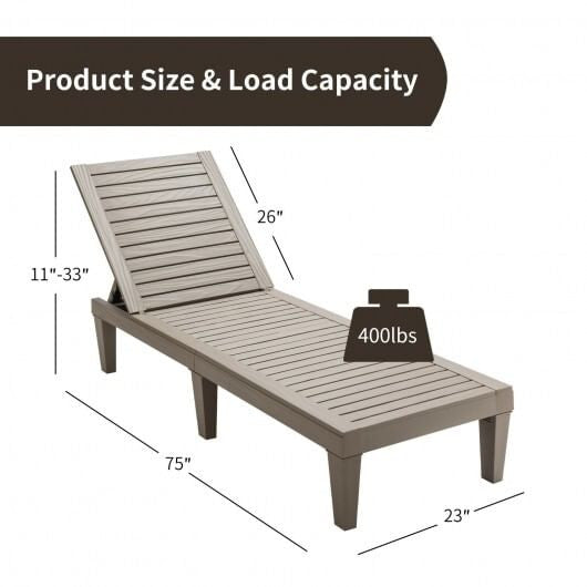 Black outdoor recliner chair with five position adjustable backrest and reinforced legs for patio lounging — view 8
