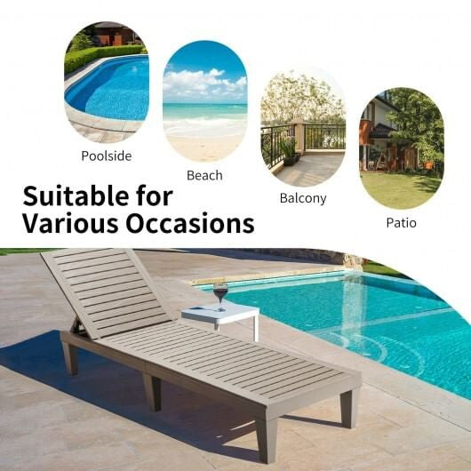 Black outdoor recliner chair with five position adjustable backrest and reinforced legs for patio lounging — view 9