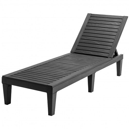 Black outdoor recliner chair with five position adjustable backrest and reinforced legs for patio lounging — view 10