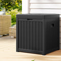 Black 195L outdoor storage box and garden bench made of weather-resistant heavy-duty plastic