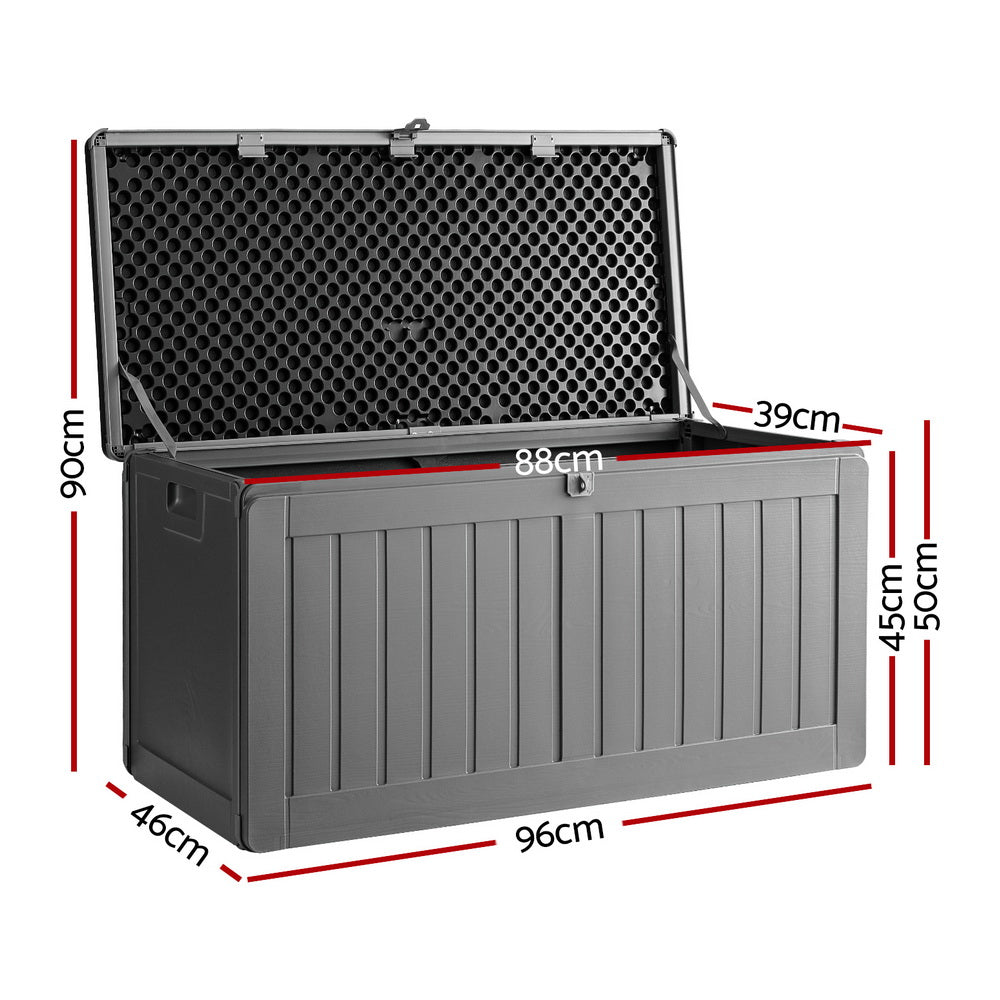 Black and grey 190L outdoor storage box and garden bench with lockable lid — view 2