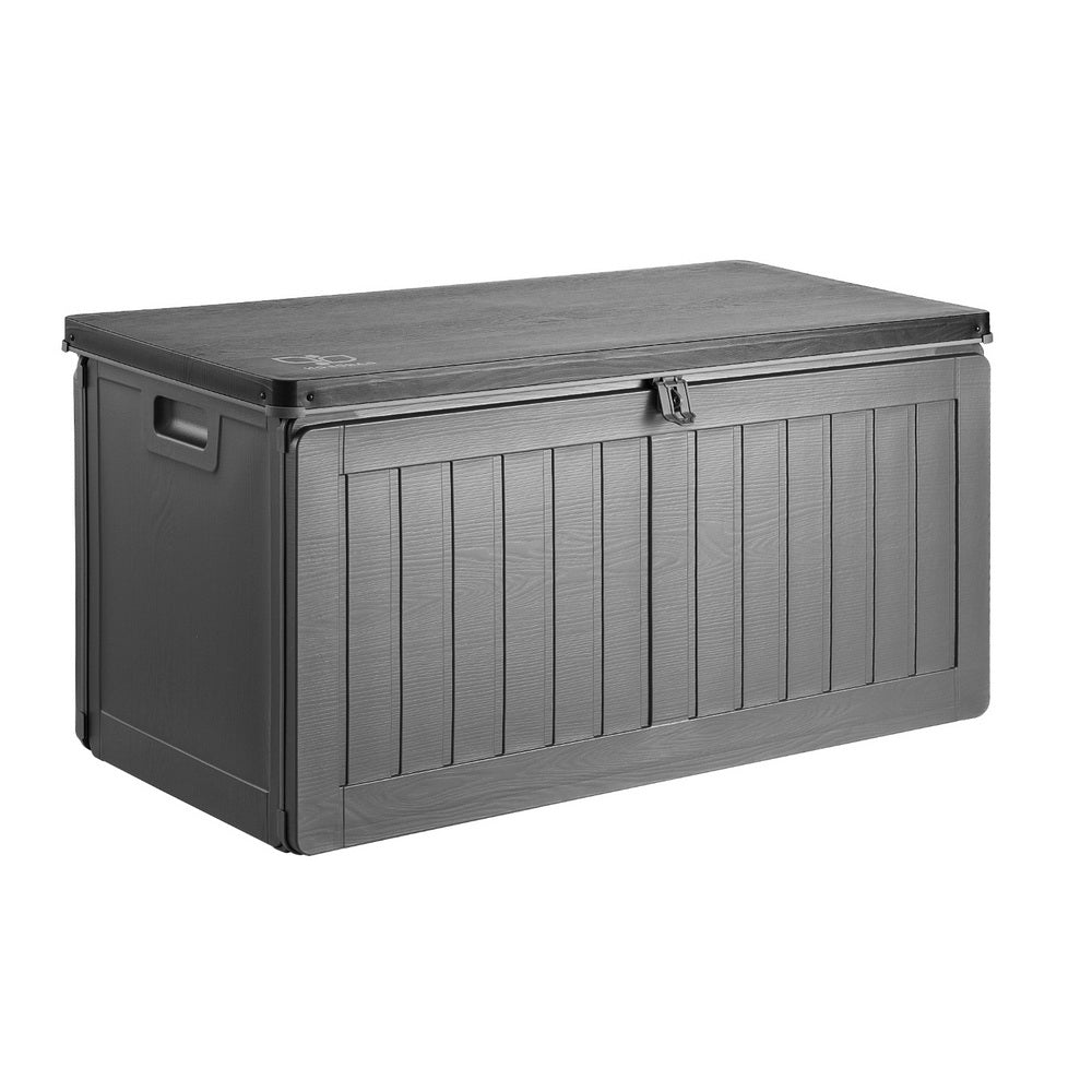 Black and grey 190L outdoor storage box and garden bench with lockable lid — view 3