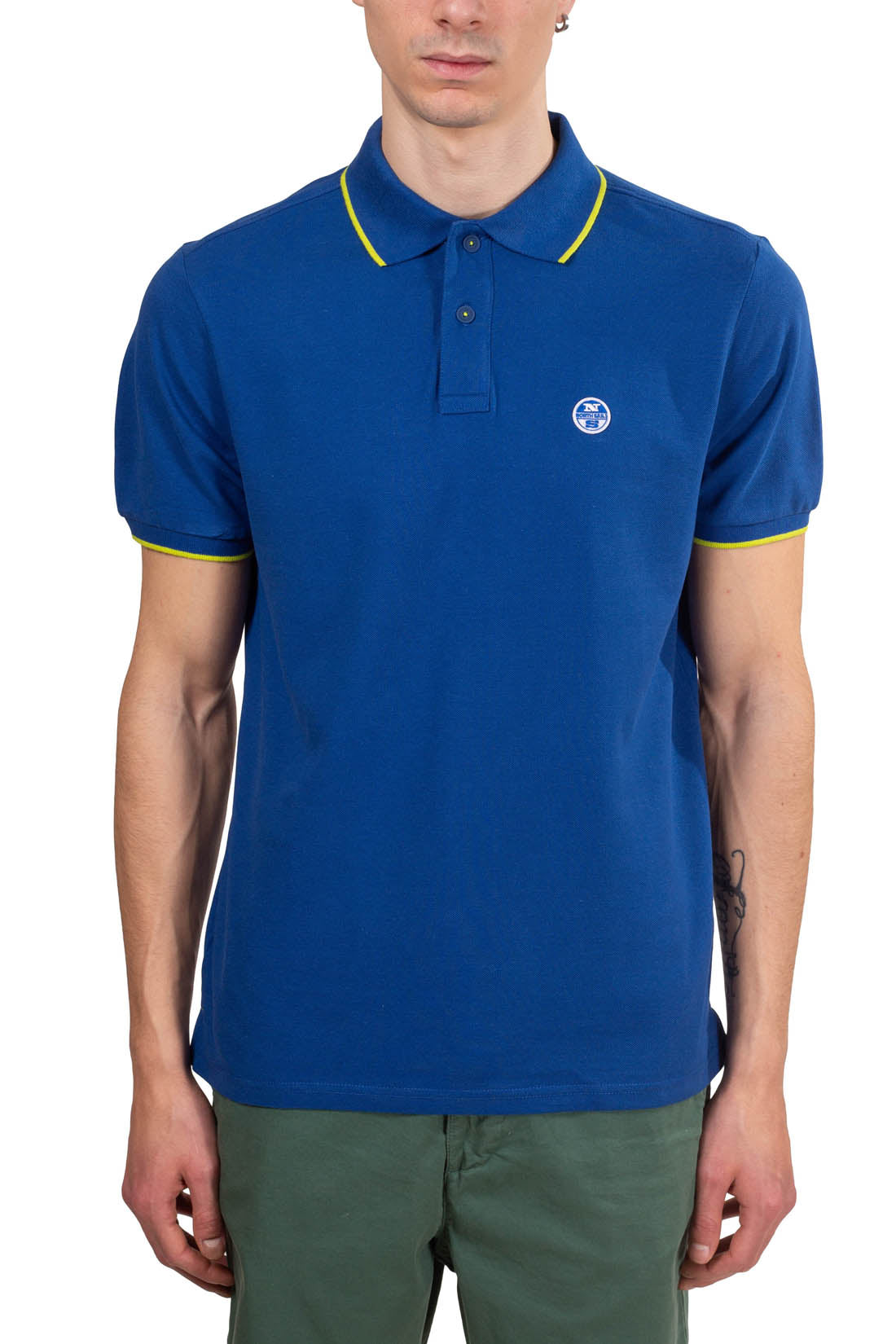 North Sails men's black cotton mesh polo shirt with short sleeves and logo patch — view 6