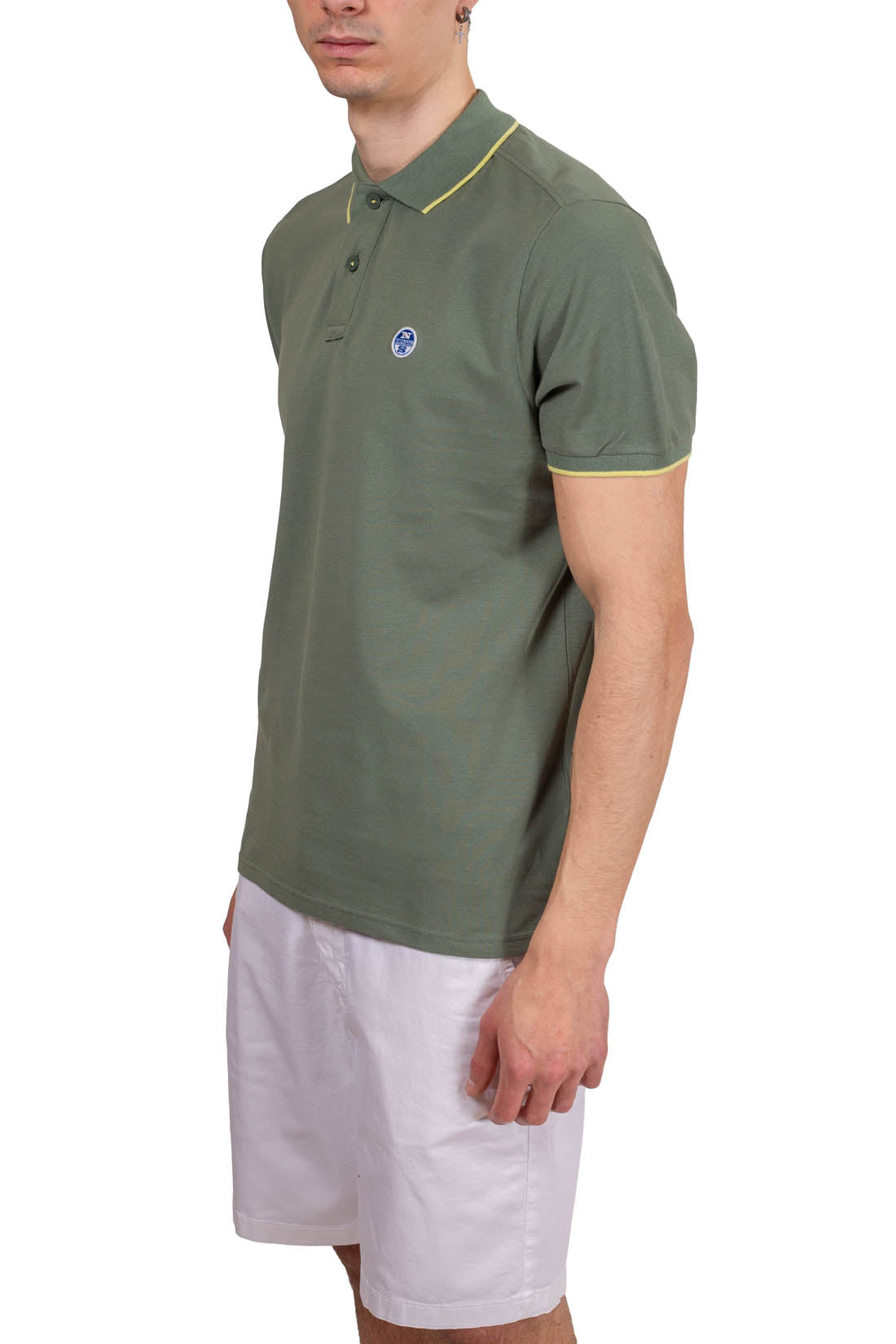 North Sails men's black cotton mesh polo shirt with short sleeves and logo patch — view 28