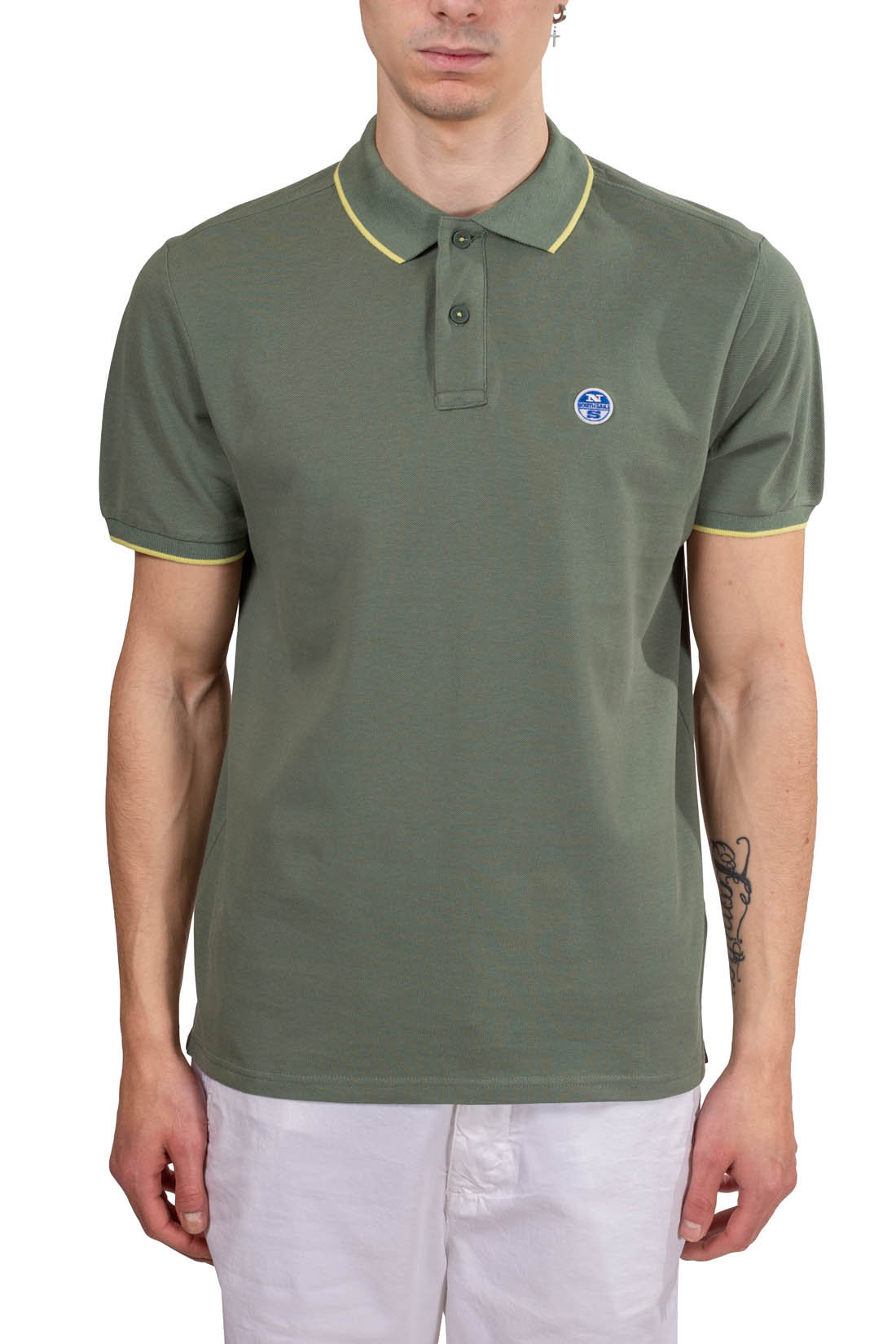 North Sails men's black cotton mesh polo shirt with short sleeves and logo patch — view 18