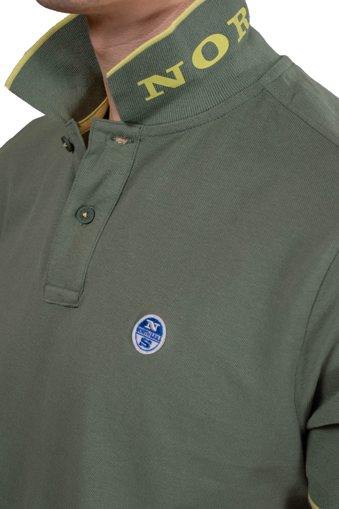 North Sails men's black cotton mesh polo shirt with short sleeves and logo patch — view 17