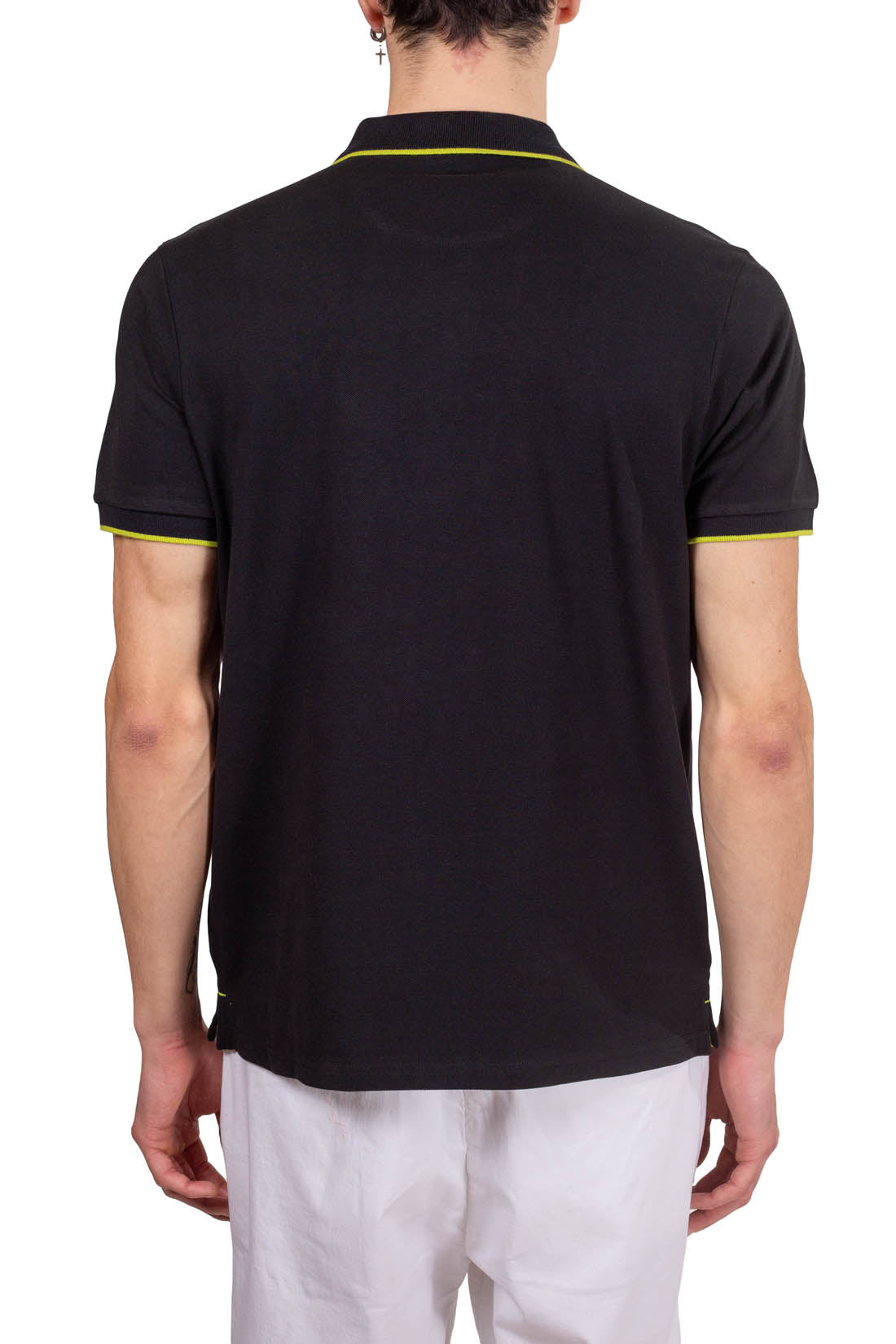 North Sails men's black cotton mesh polo shirt with short sleeves and logo patch — view 43