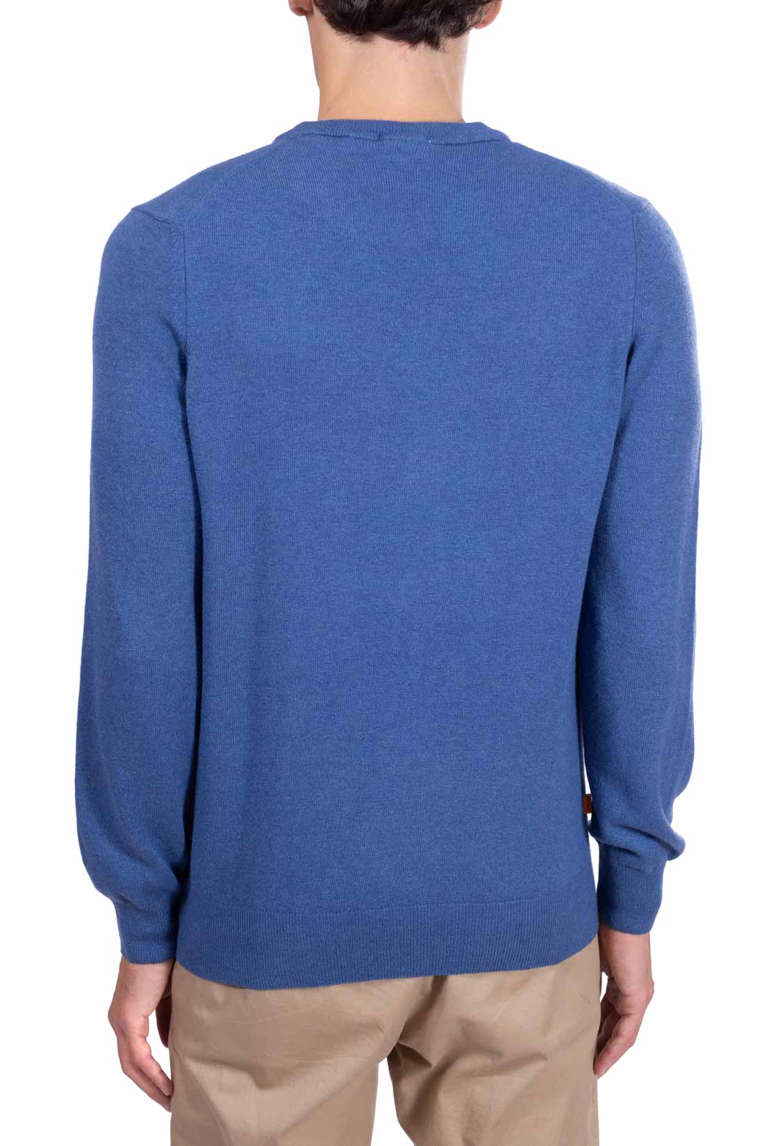 Brown Timberland men's wool blend pullover sweater with crew neck and subtly embroidered logo — view 7