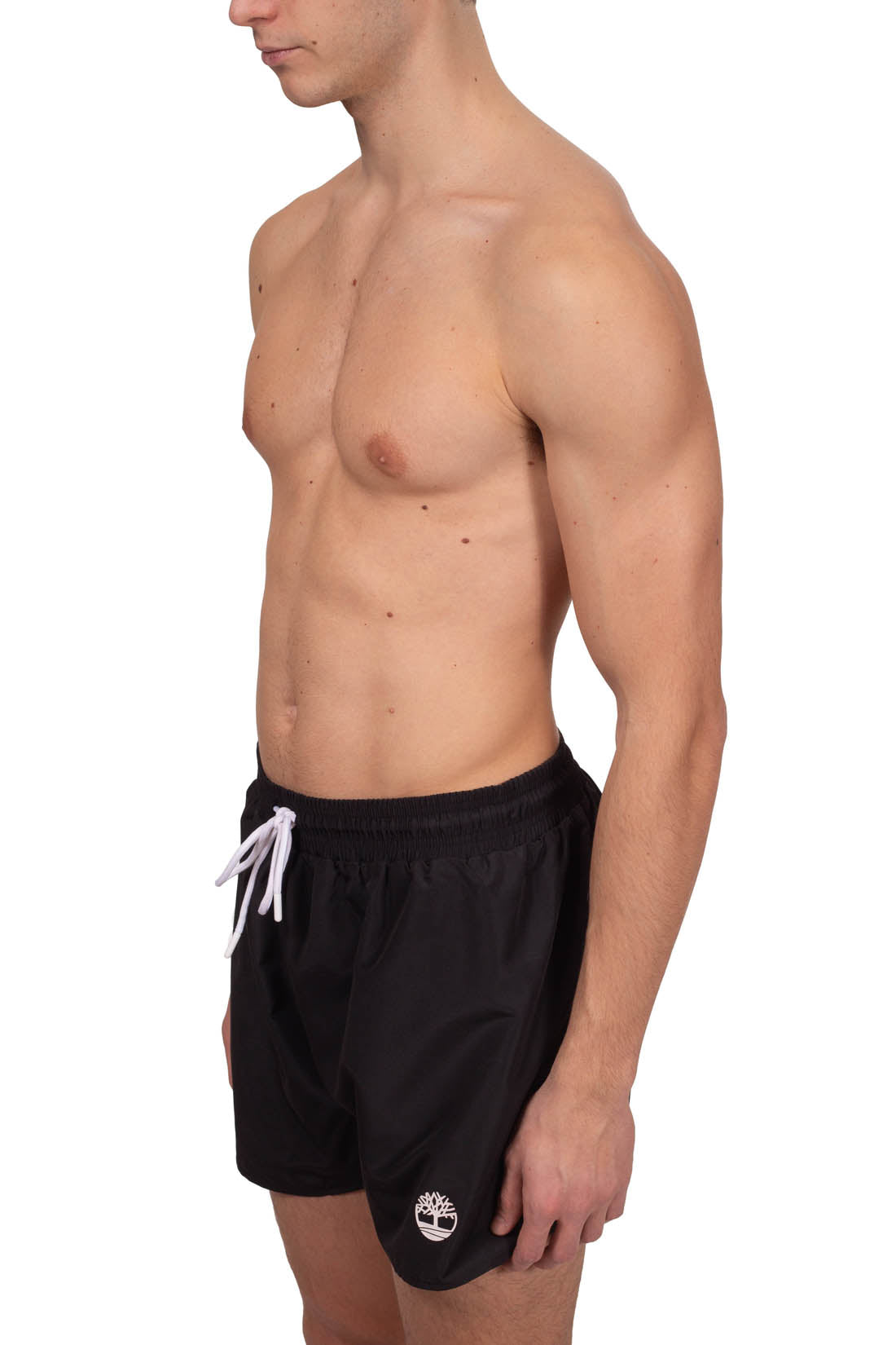 Men's navy blue logo swim shorts featuring an elasticated drawstring waist and classic fit — view 20