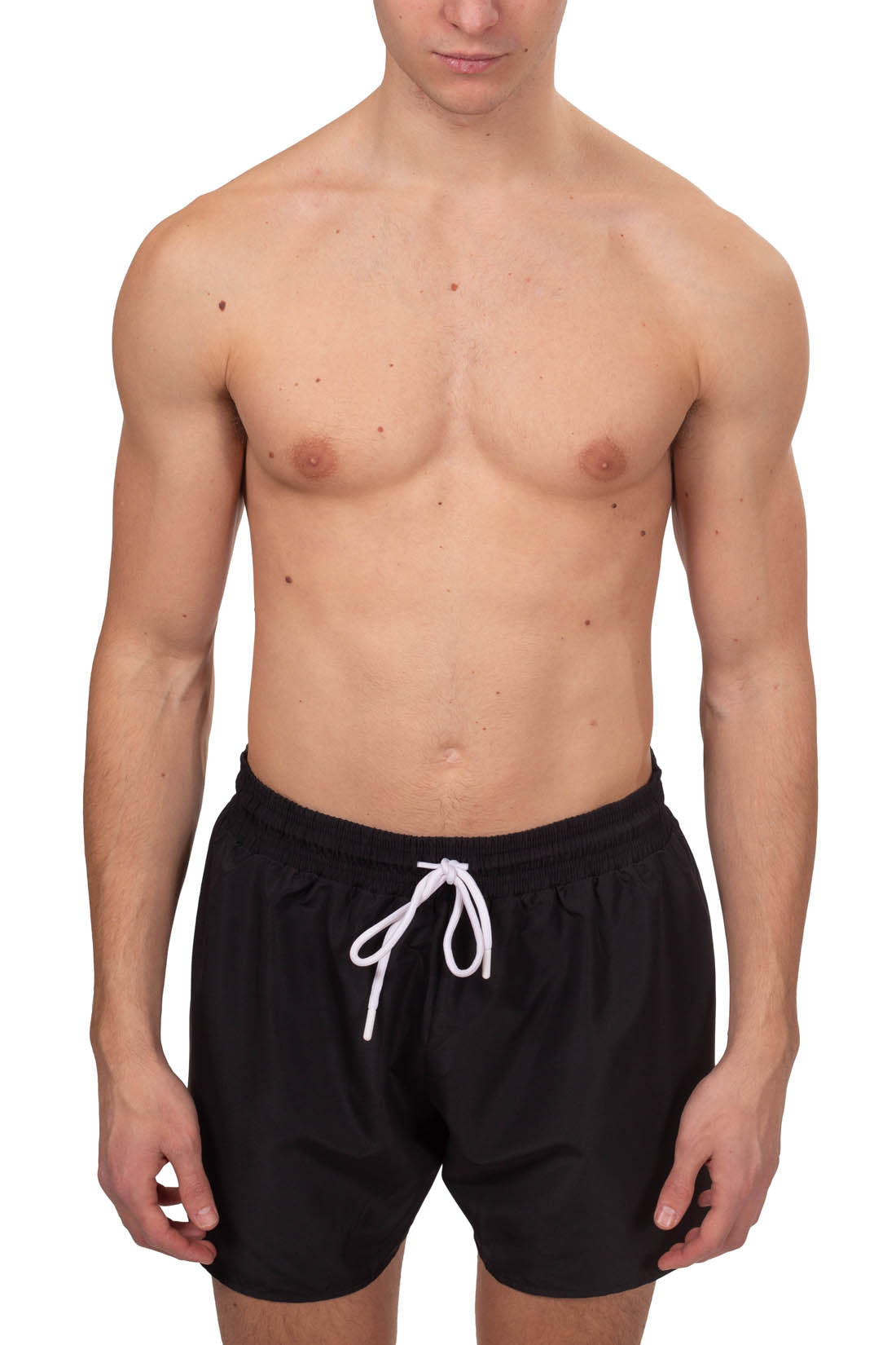Men's navy blue logo swim shorts featuring an elasticated drawstring waist and classic fit — view 6