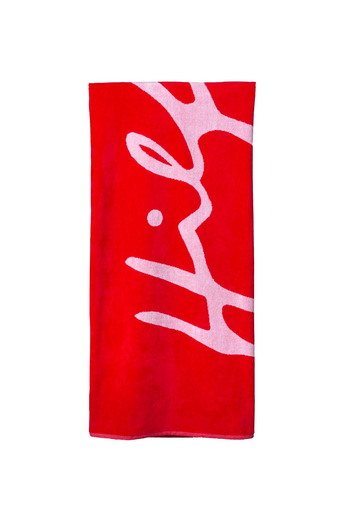 Red pure cotton terry men's beach towel with Tommy Hilfiger signature logo design. — view 5