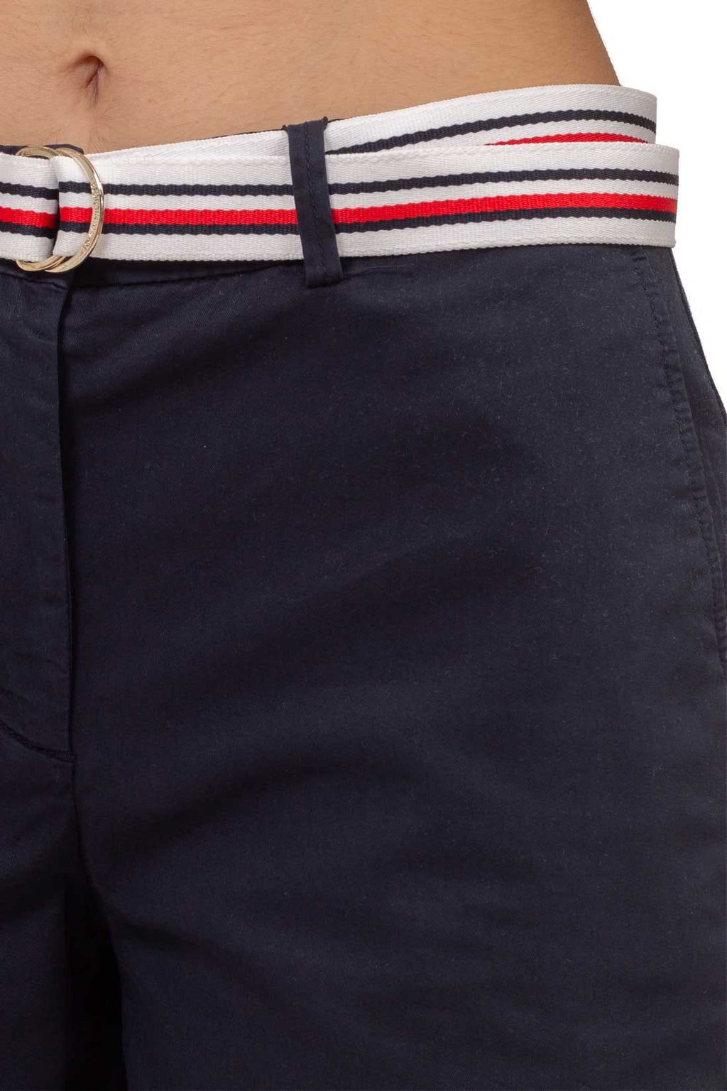 Women's lemon yellow chino shorts with signature adjustable belt and classic five pocket design. — view 4